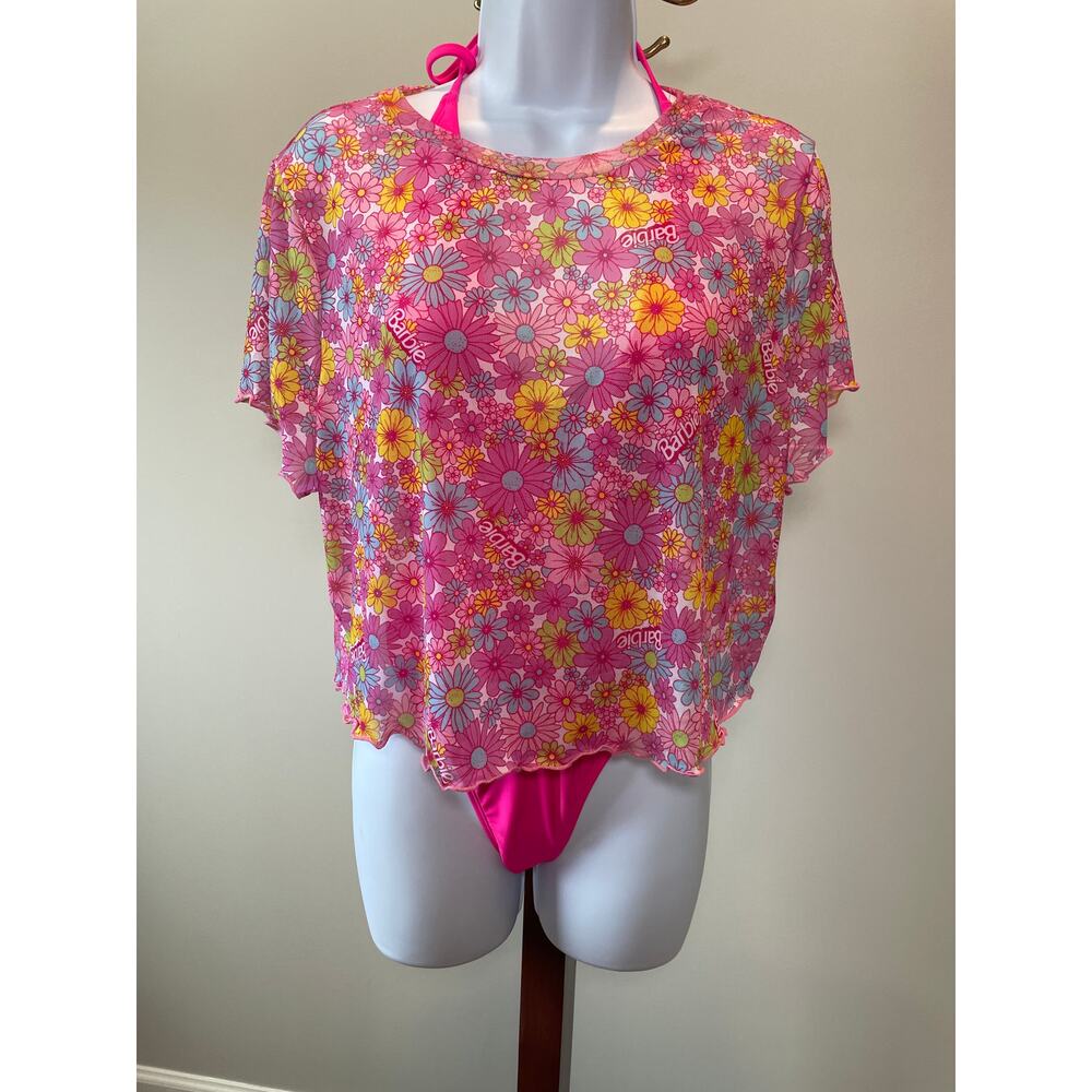 Barbie Pink Playful Floral Cover‑Up